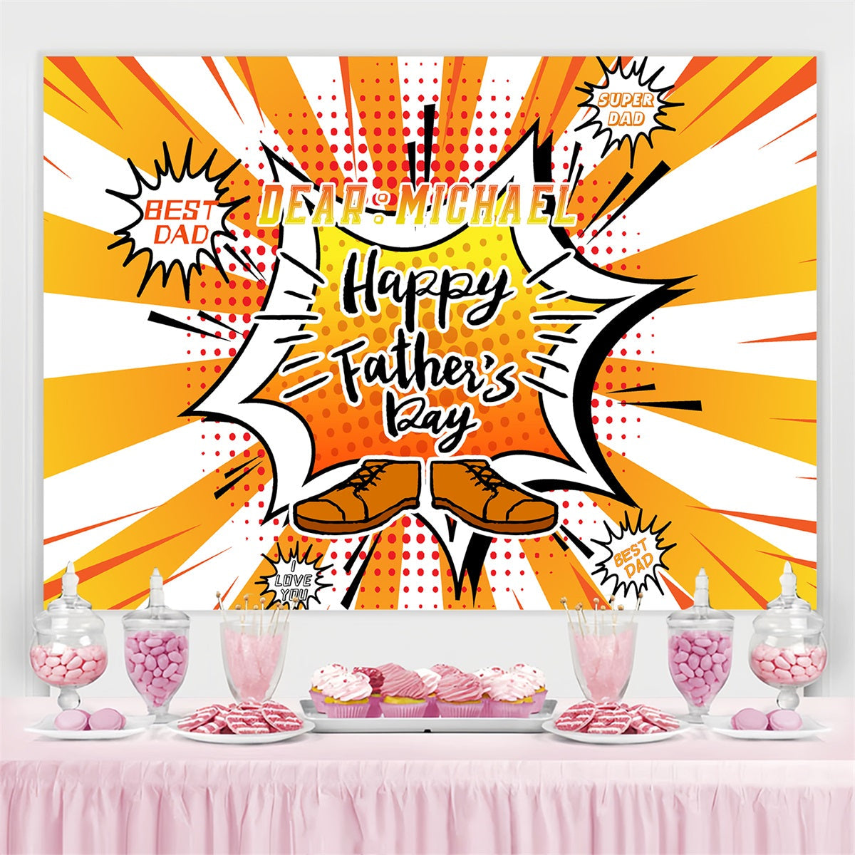 Happy Father's Day Backdrop Pop Art Explosion Customized Backdrop UK LXX4-82
