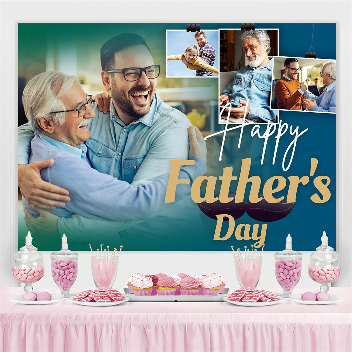 Happy Fathers Day Backdrop Cherished Memories Customized Backdrop UK LXX4-85