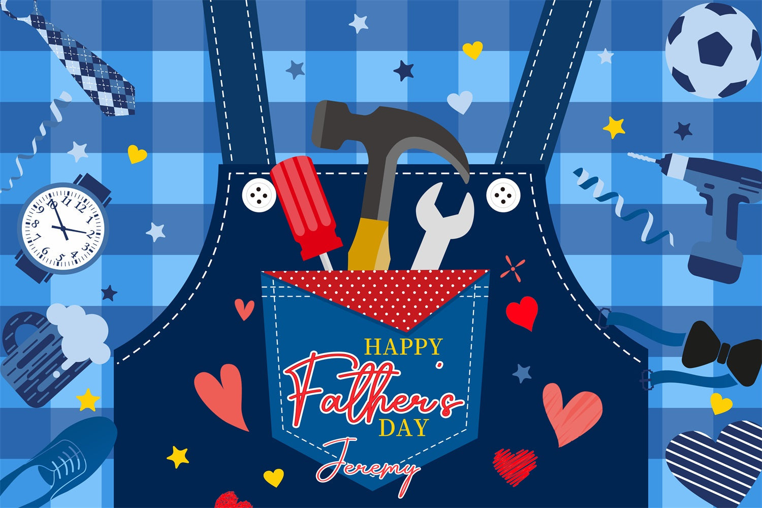 Backdrop For Father's Day Cartoon Tools Hearts Custom Backdrop UK LXX4-87
