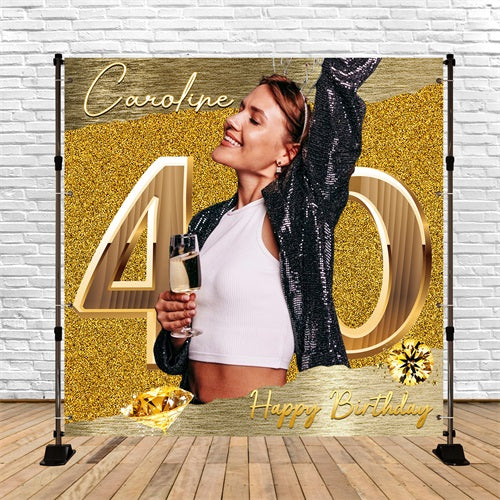 40th Birthday Backdrop Glam Fabulous Custom Backdrop UK LXX5-107