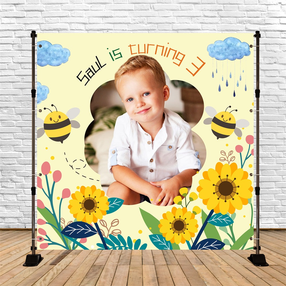 Birthday Party Backdrop 3rd Bee Blooms Backdrop UK LXX5-130