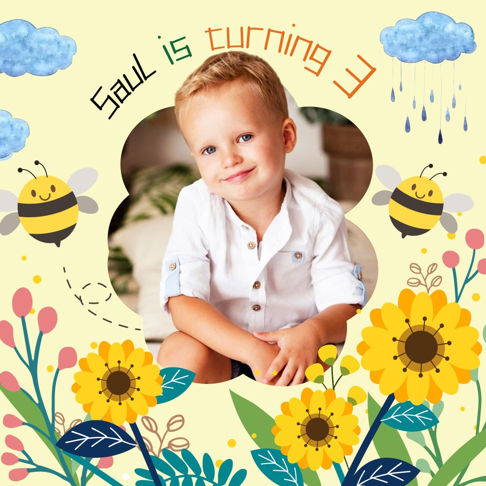 Birthday Party Backdrop 3rd Bee Blooms Backdrop UK LXX5-130