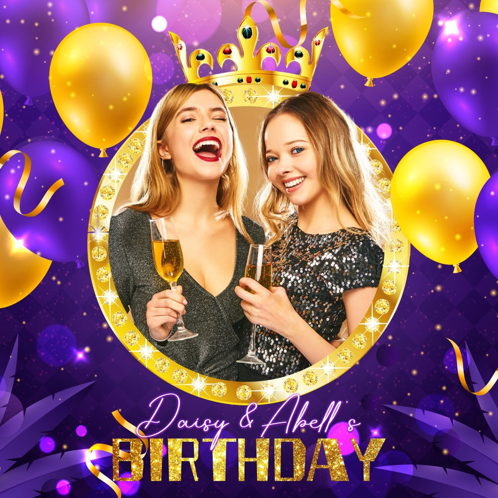 Custom Birthday Backdrop Crown Themed Balloon Backdrop UK LXX5-141