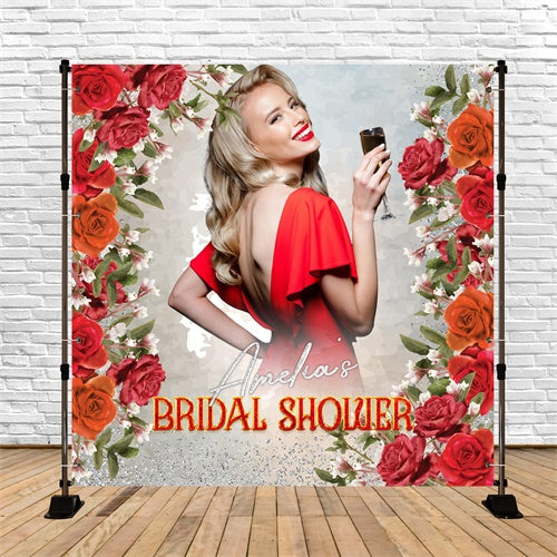 Bridal Shower Photo Backdrop Floral Glam Customized Backdrop UK LXX5-196