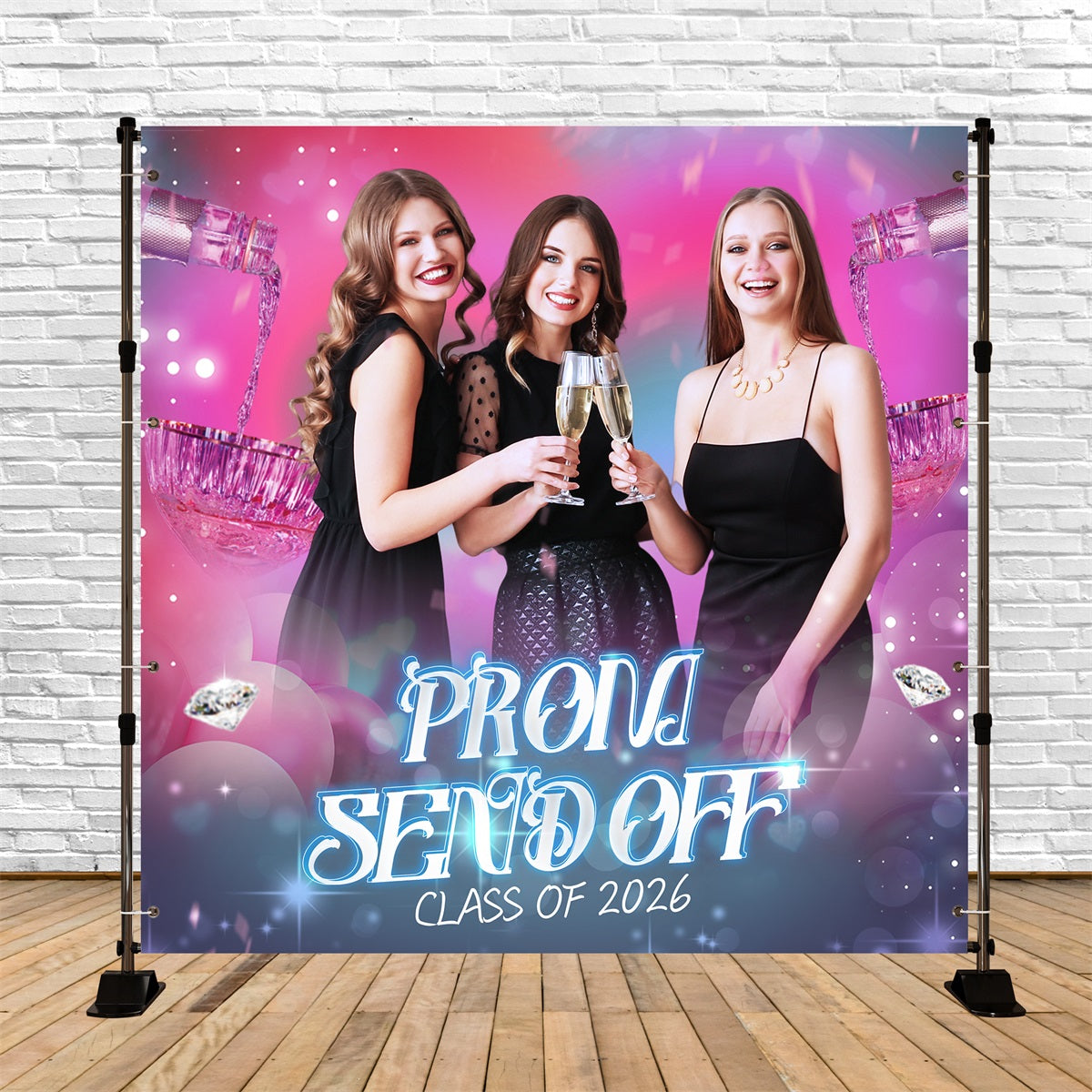 Prom Backdrop Ideas Urban Disco Champagne Personalized Party Graduation Backdrop UK LXX5-214