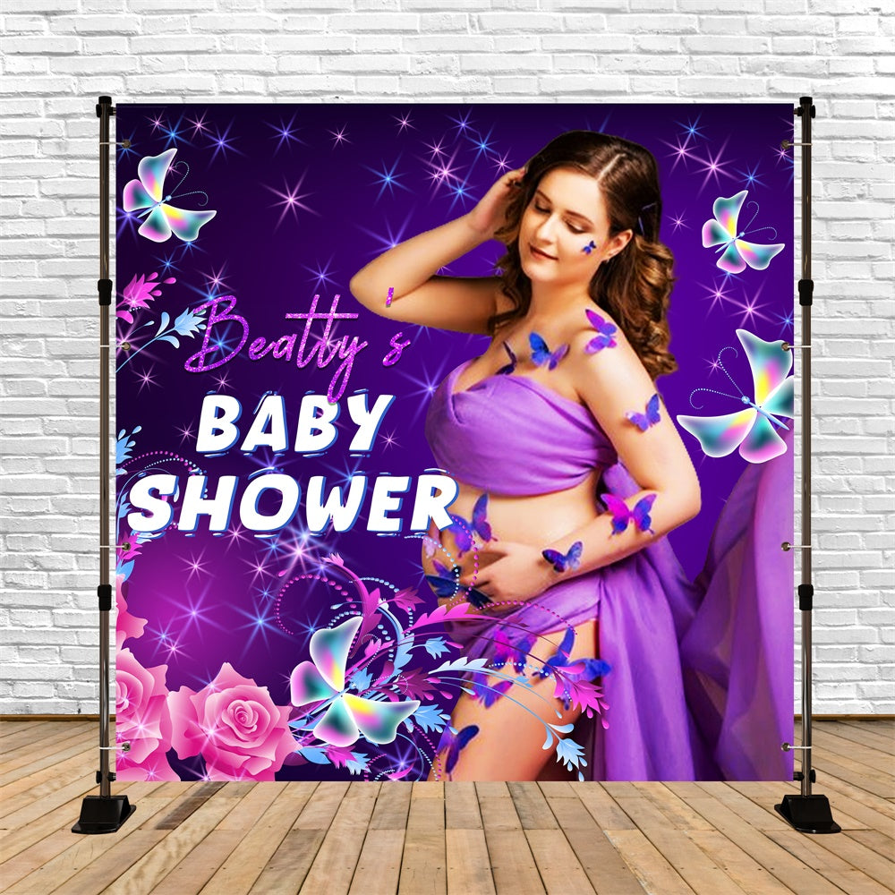 Baby Shower Backdrops Dreamy Butterflies Flower Custom Backdrop UK LXX5-235