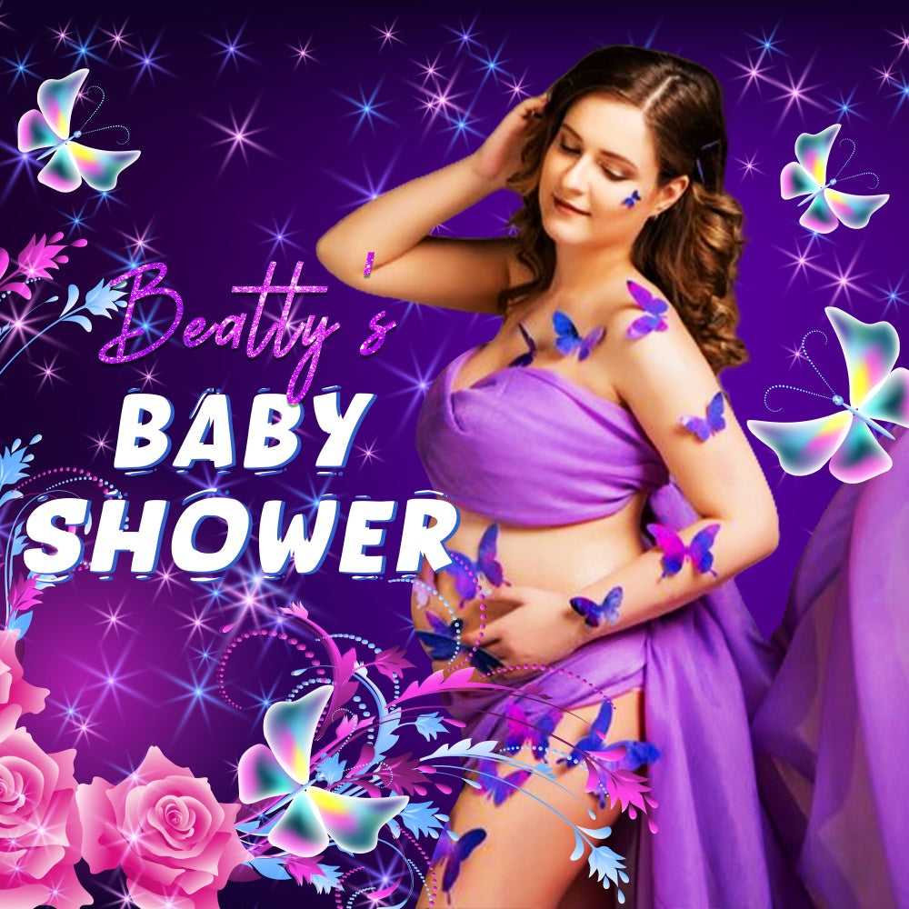 Baby Shower Backdrops Dreamy Butterflies Flower Custom Backdrop UK LXX5-235