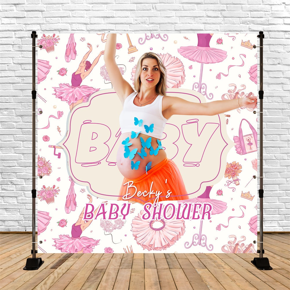 Baby Shower Backdrop Ideas Pink Ballet Grace Personalized Backdrop UK LXX5-237