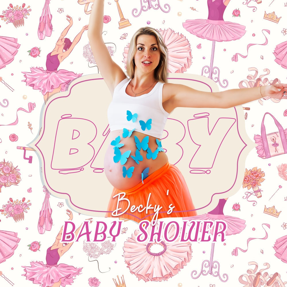 Baby Shower Backdrop Ideas Pink Ballet Grace Personalized Backdrop UK LXX5-237