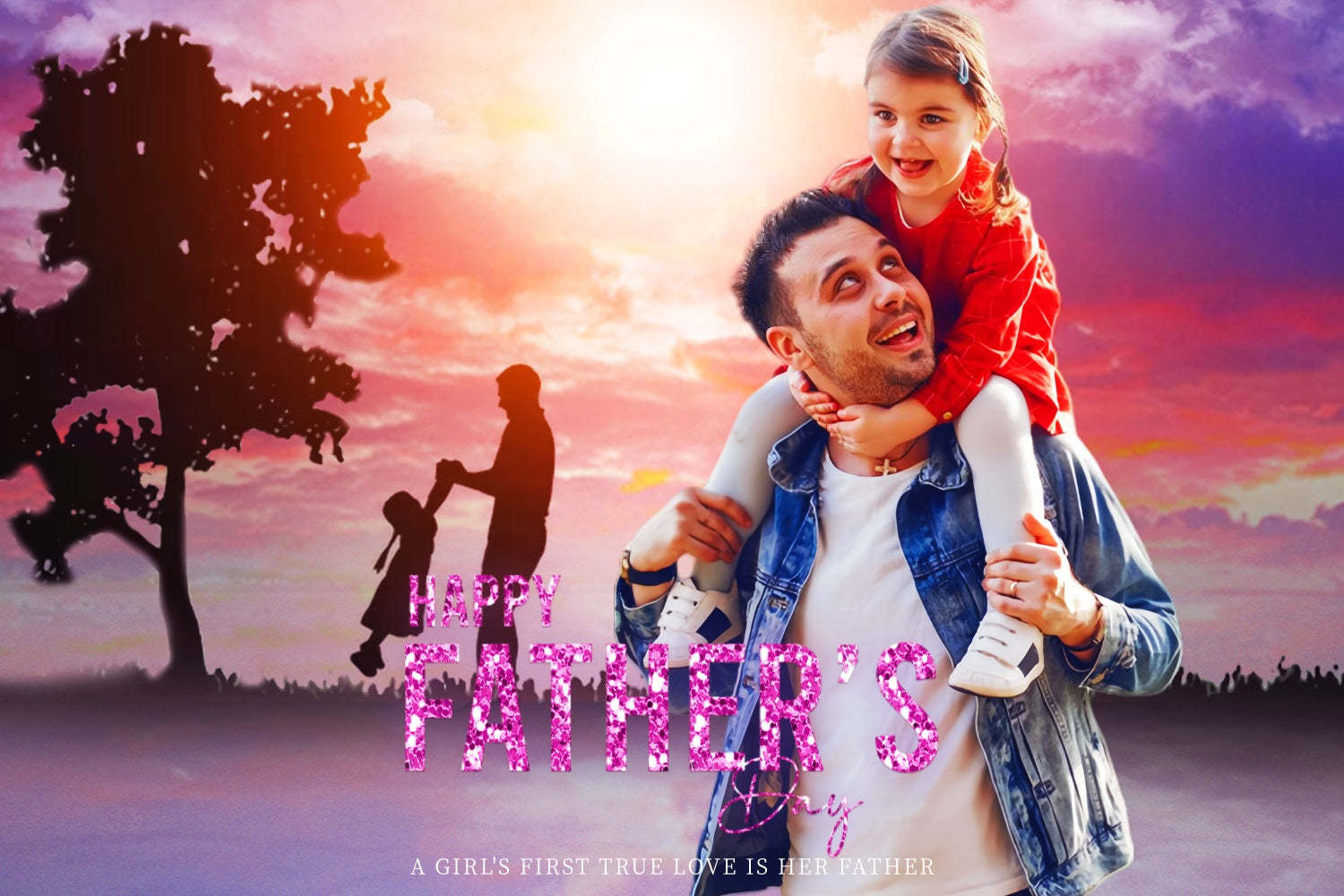 Fathers Day Backdrop Sunset Silhouette Sky Custom Backdrop UK LXX5-33