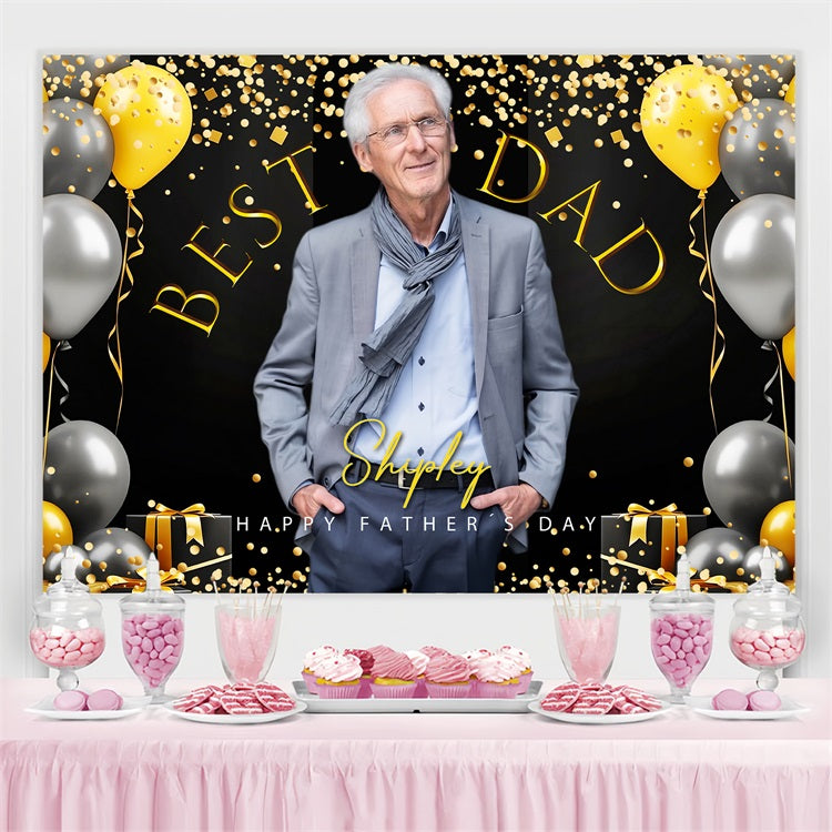 Father's Day Backdrops Golden Balloons Confetti Custom Backdrop UK LXX5-38