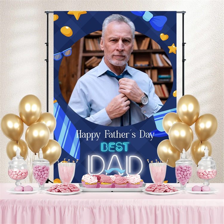 Father's Day Backdrop Blue Tie Stars Customized Backdrop UK LXX5-40