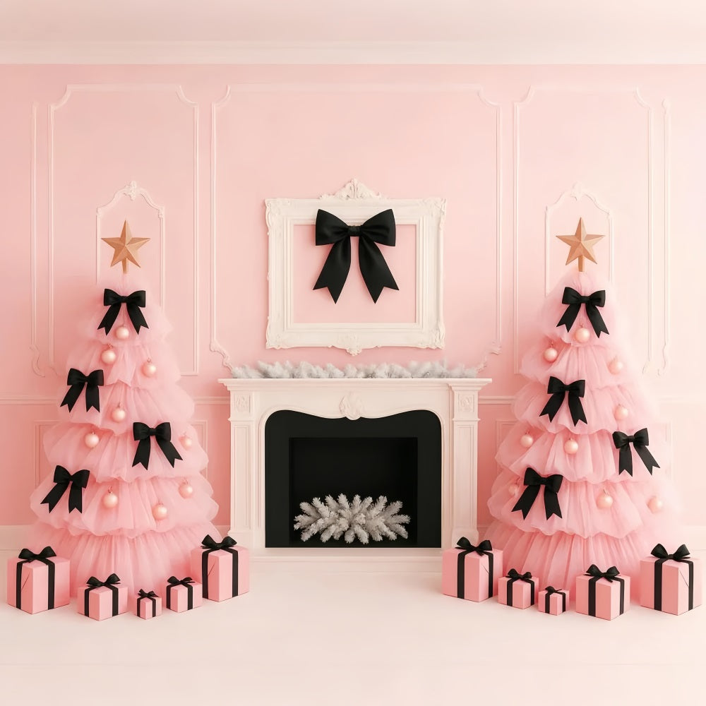 Pink Bow Backdrop Pink Bow Christmas Elegance Victorian Backdrops UK LXX510-114