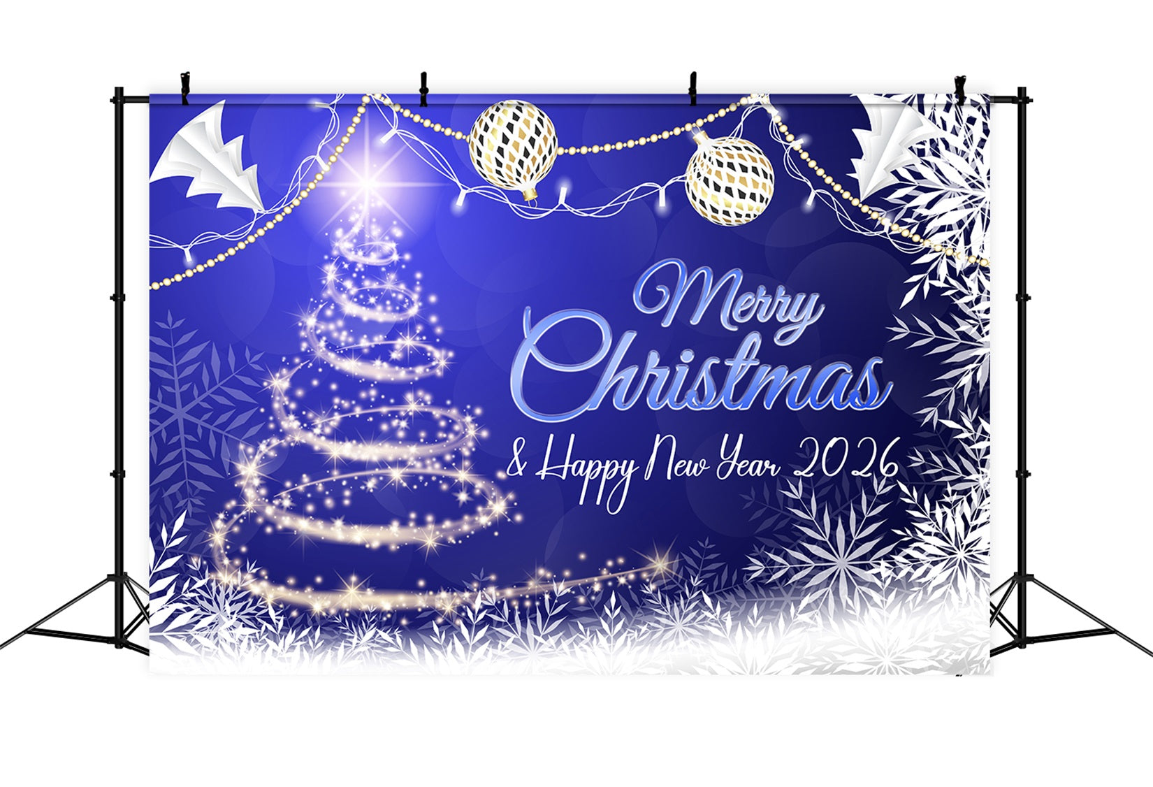 Happy New Year 2026 Backdrop Sparkling Christmas Tree New Year Backdrop UK LXX510-13