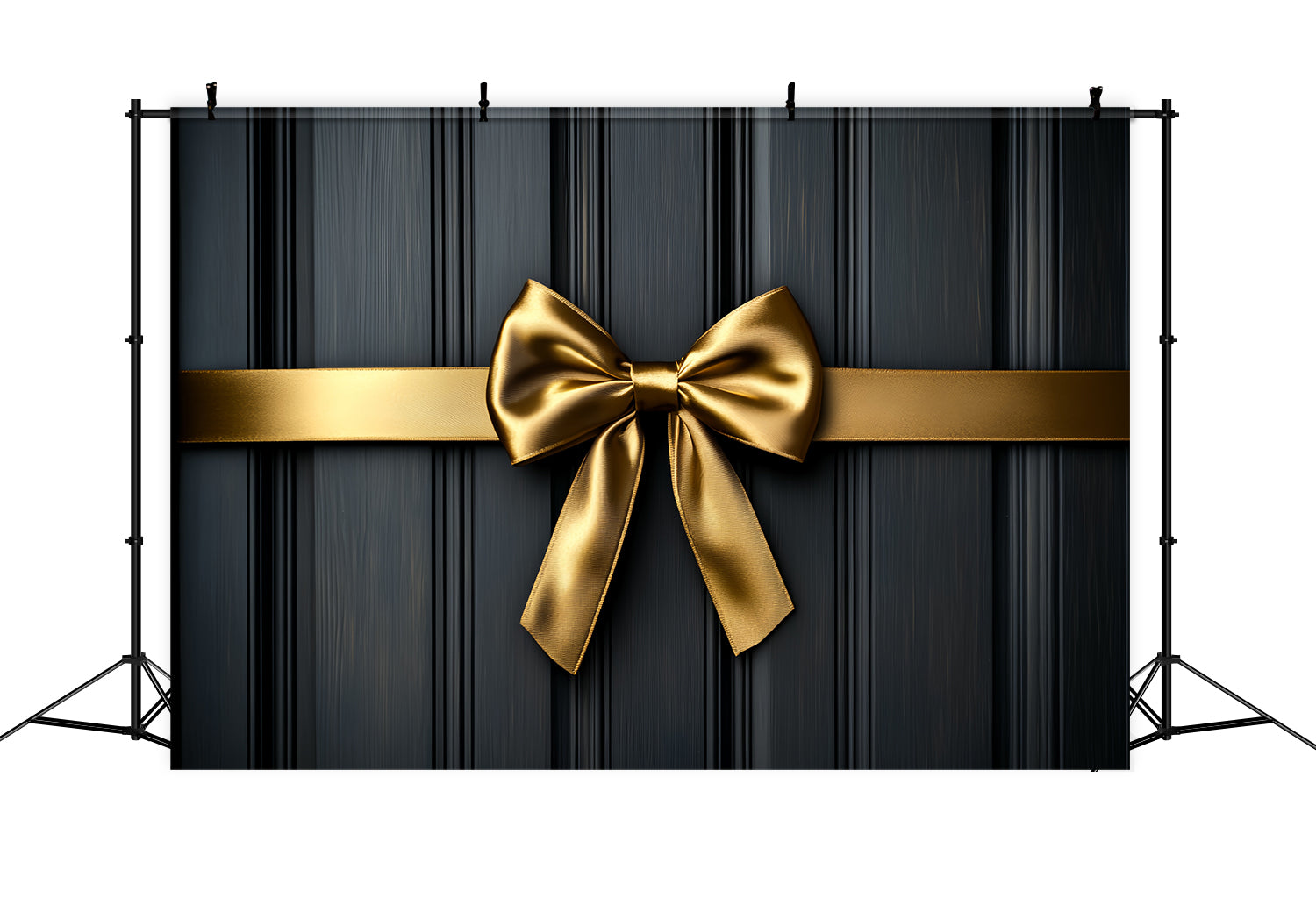 Large Bow Backdrop Golden Ribbon Luxury Texture Christmas Backdrop UK LXX510-157