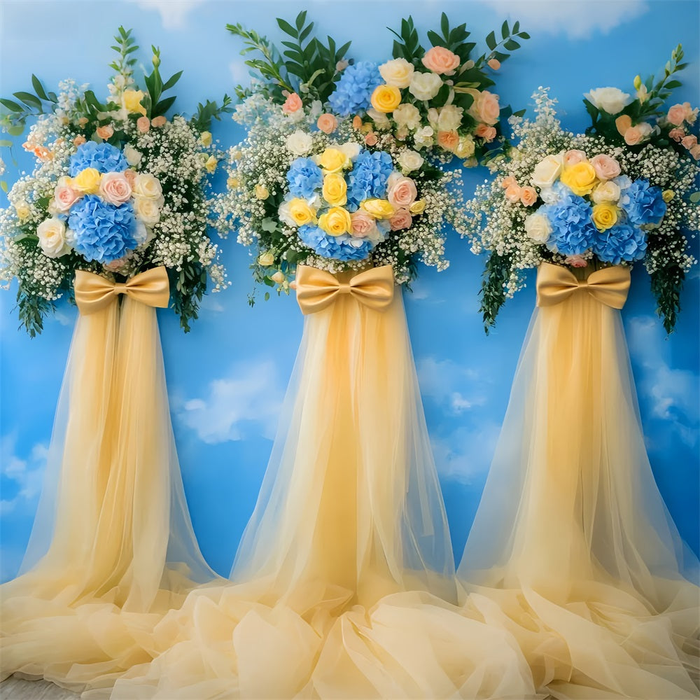 Bow Backdrops Golden Floral Sky Elegance Wedding Backdrop UK LXX510-162