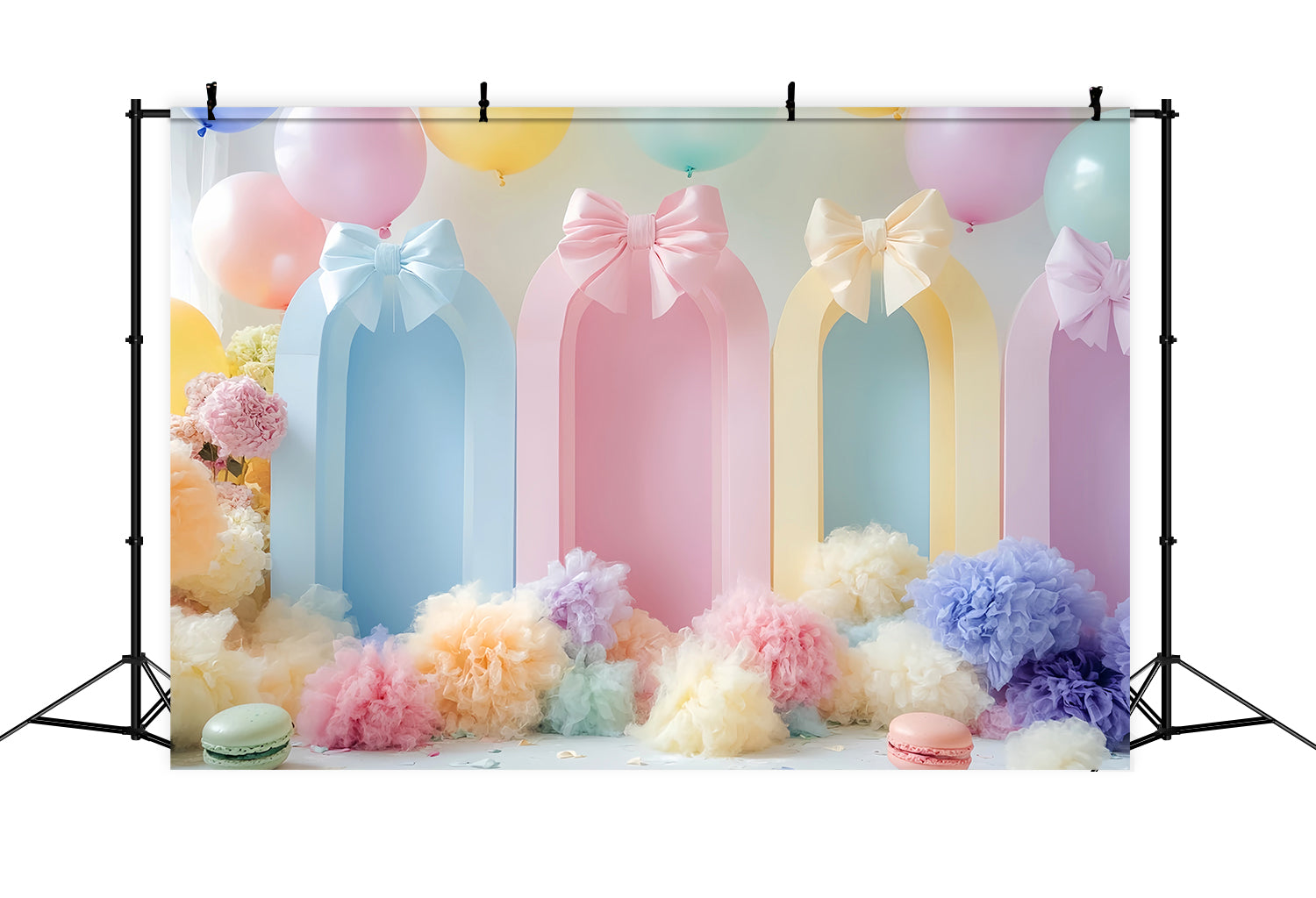 Bow Backdrops Pastel Balloons Colorful Arches Cake Smash Birthday UK LXX510-163