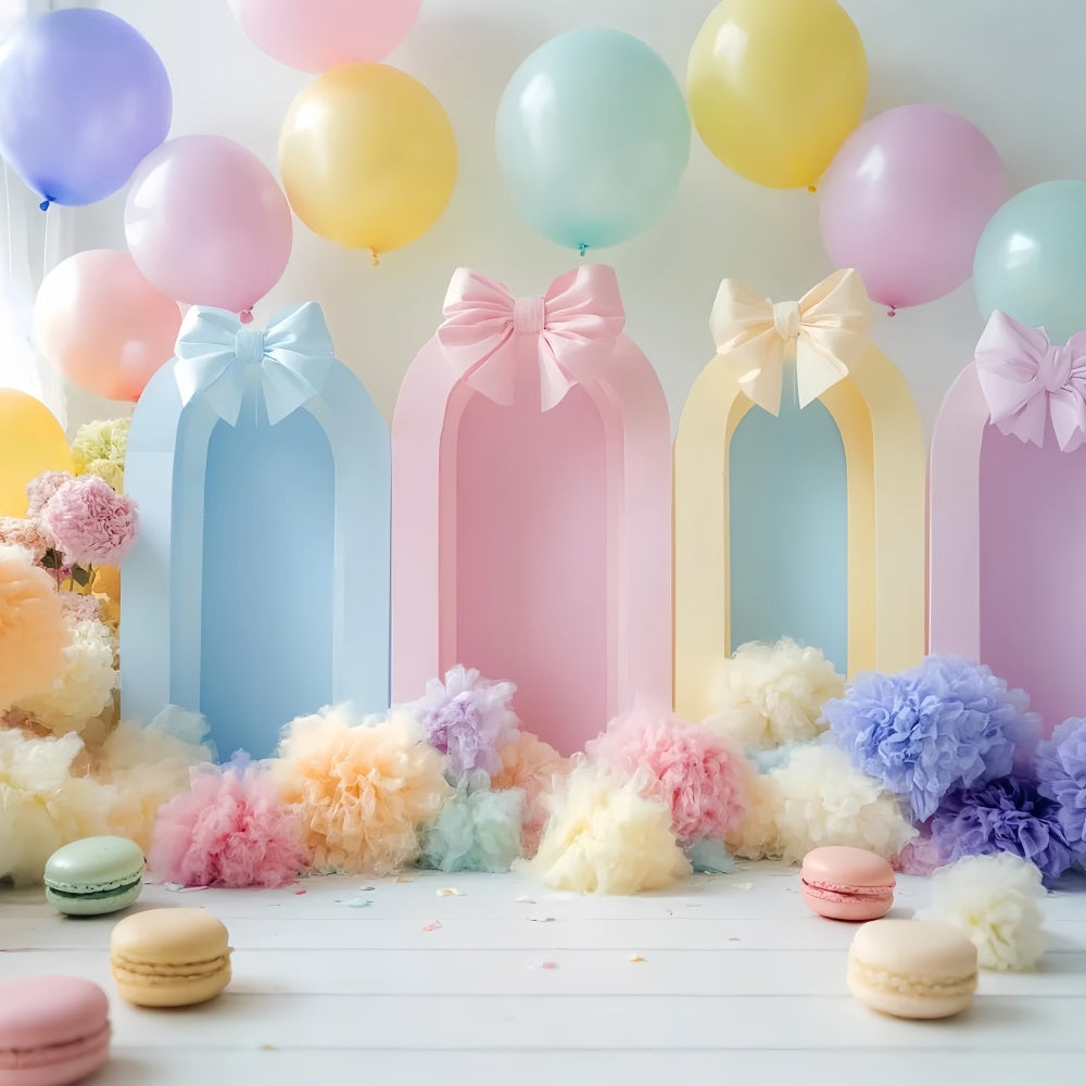 Bow Backdrops Pastel Balloons Colorful Arches Cake Smash Birthday UK LXX510-163