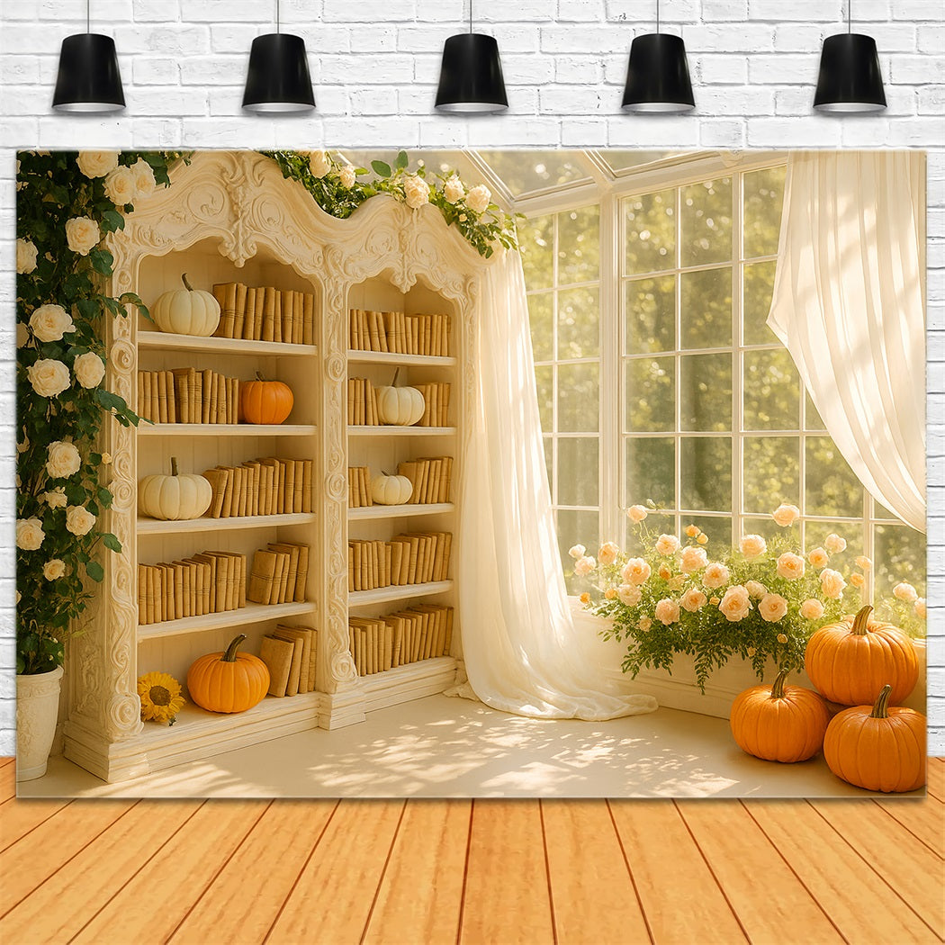 Pumpkin Backdrop Golden Library Pumpkin Glow Thanksgiving Backdrop Ideas UK LXX510-21