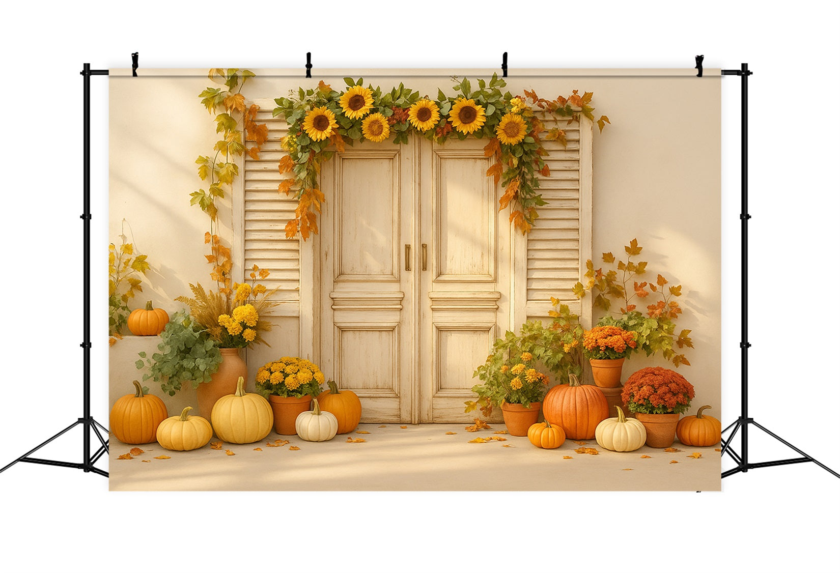 Pumpkin Photo Backdrop Sunflower Door Harvest Delight Thanksgiving Backdrops UK LXX510-26