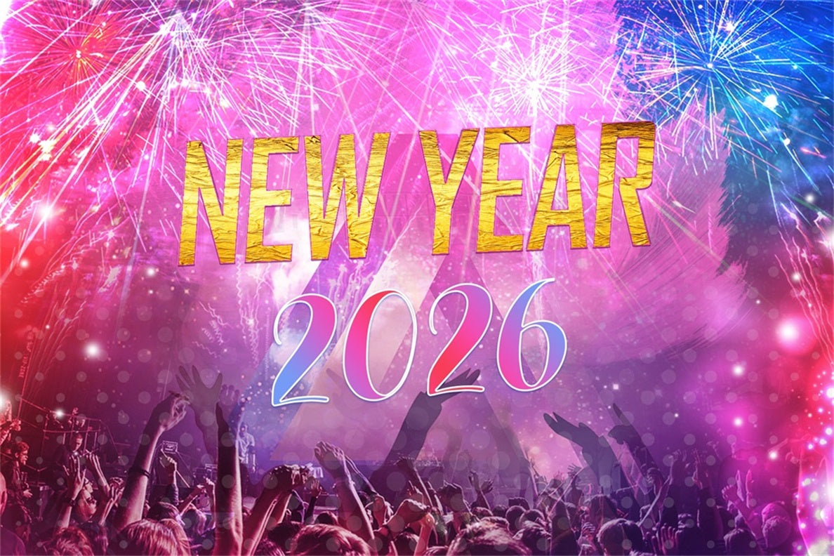New Year Backdrop Vibrant Fireworks Party Crowd Happy New Years Backdrop UK LXX510-3