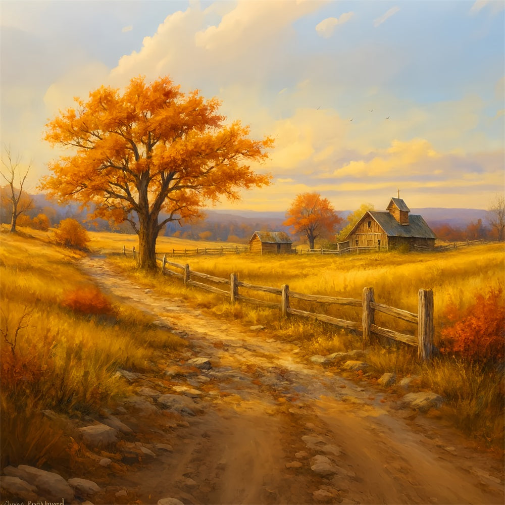 Farm Backdrop Golden Path Farm View Happy Thanksgiving Backdrop UK LXX510-35