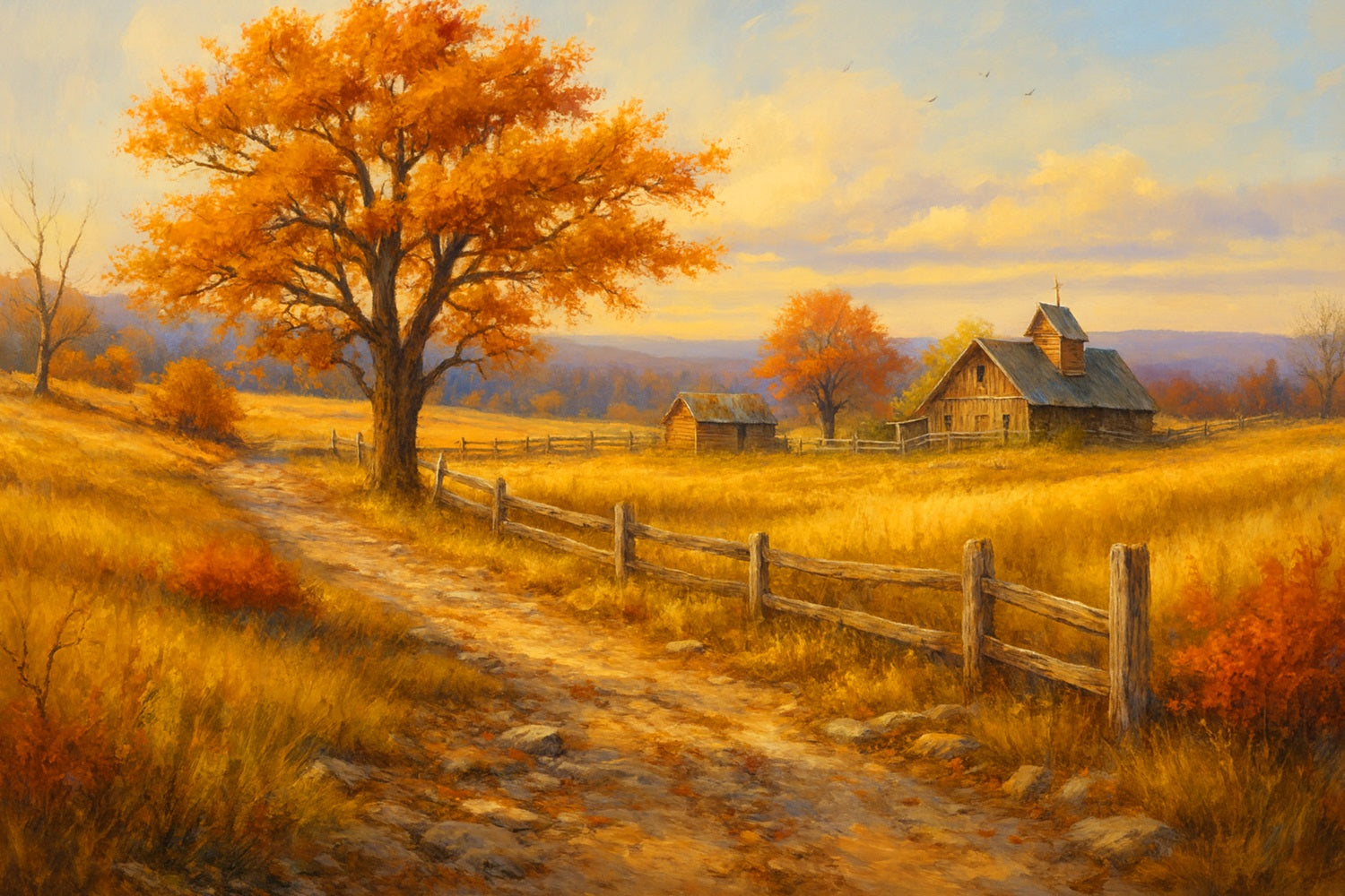 Farm Backdrop Golden Path Farm View Happy Thanksgiving Backdrop UK LXX510-35