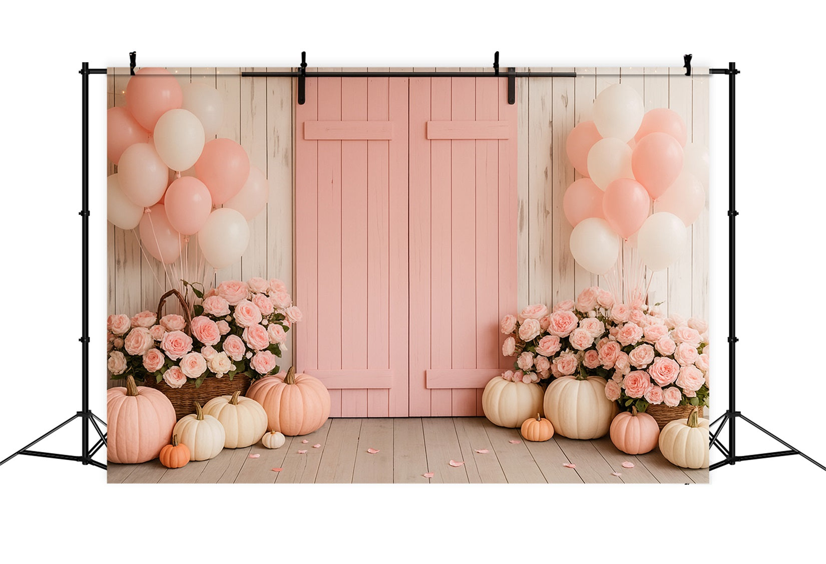 Farm Backdrop Pink Barn Floral Delight Thanksgiving Photo Backdrops UK LXX510-46