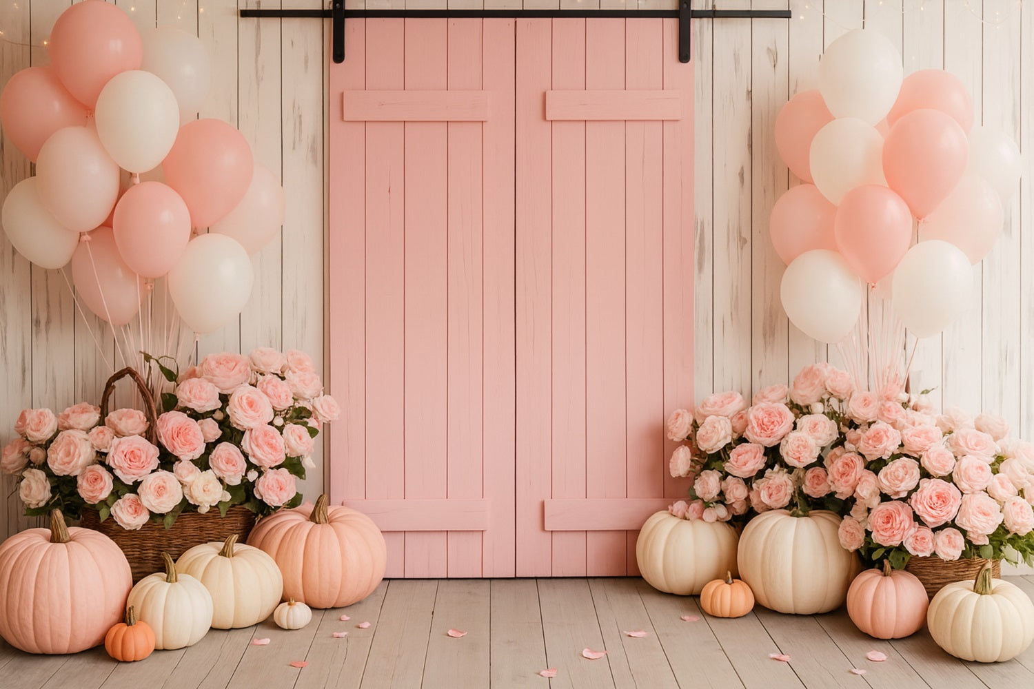 Farm Backdrop Pink Barn Floral Delight Thanksgiving Photo Backdrops UK LXX510-46