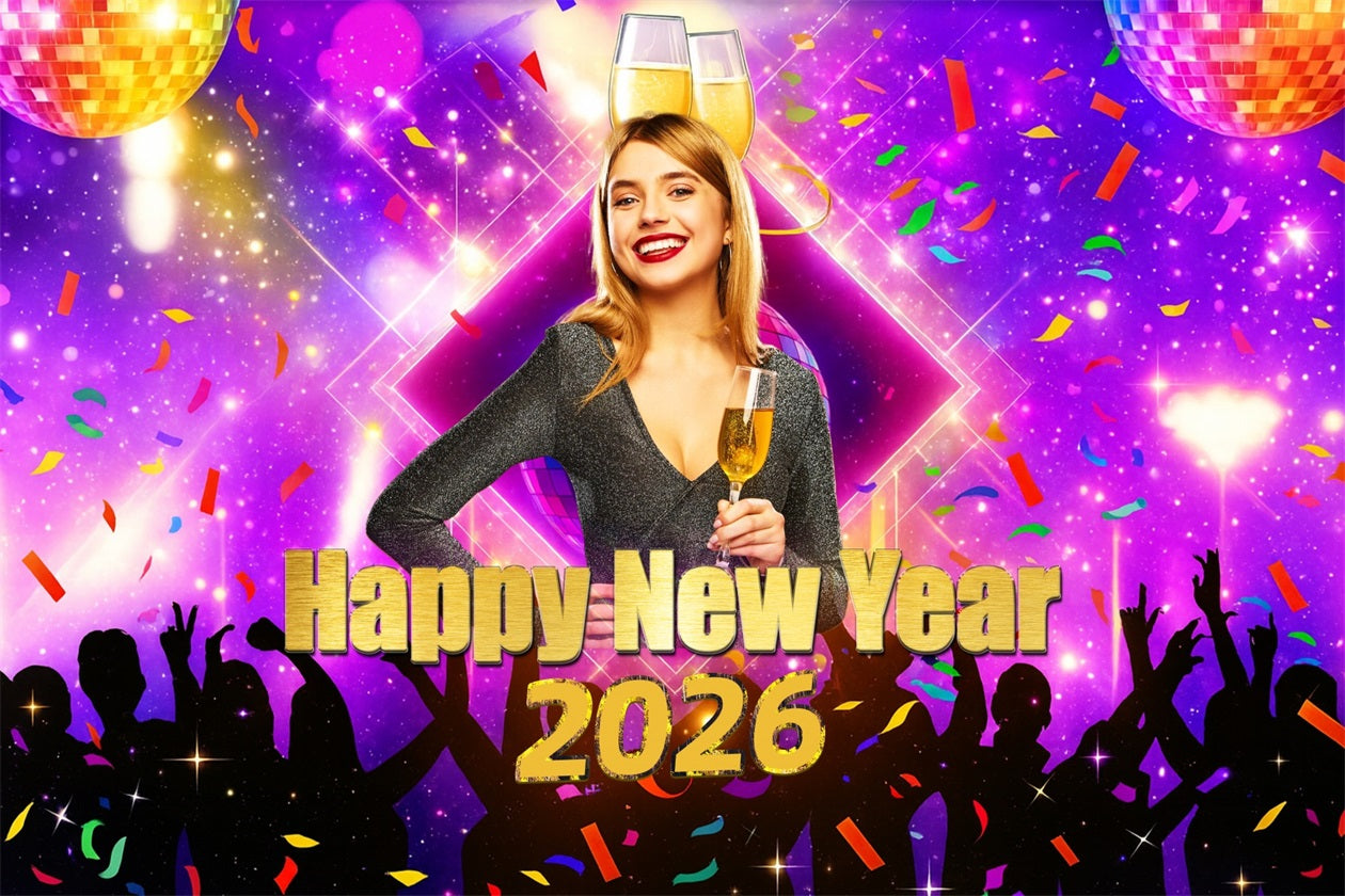 New Year Backdrop Party Celebration Confetti Glow Customize New Year Backdrop UK LXX510-5