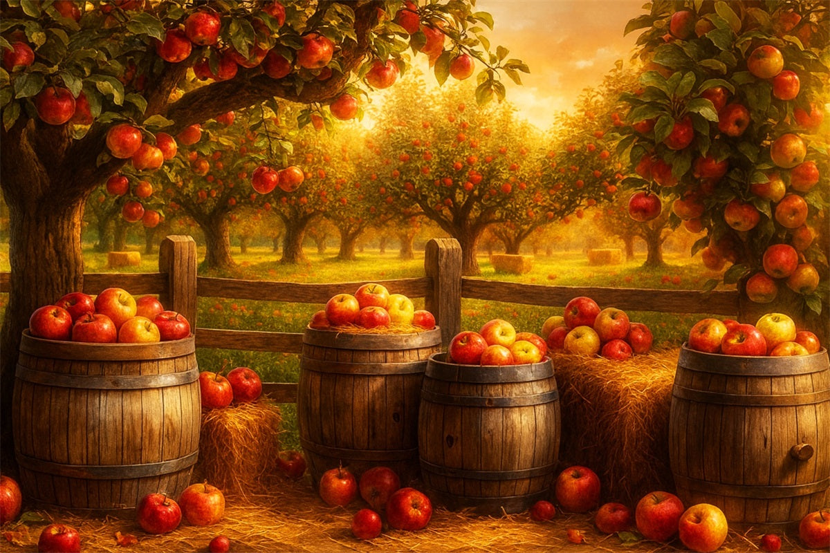Farm Backdrop Apple Orchard Golden Harvest Thanksgiving Backdrops UK LXX510-50