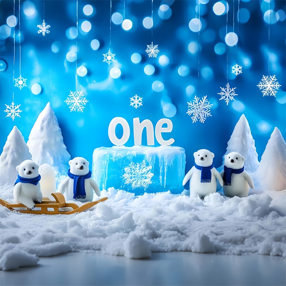 Snowflake Backdrop Polar Bears Snowy Wonderland Winter Backdrop UK LXX510-52