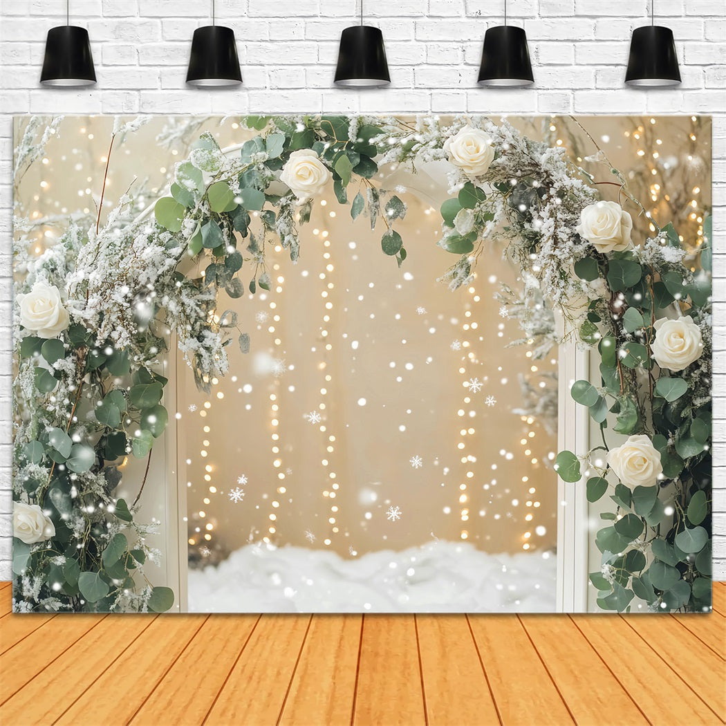 Snowflake Backdrops Winter Roses Frosted Archway Winter Photo Backdrops UK LXX510-55