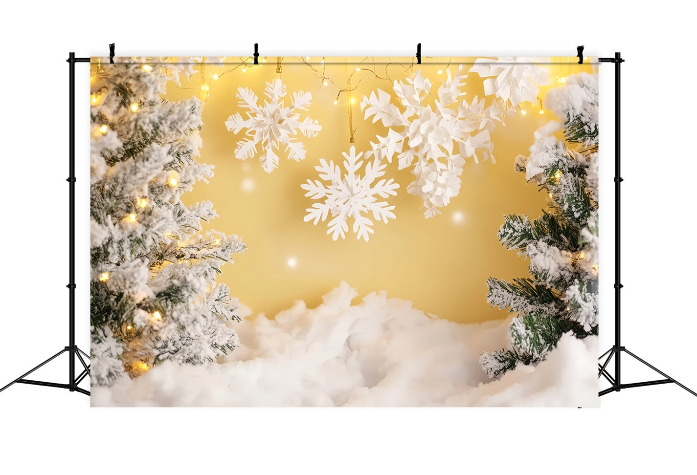 Snowflake Backdrops Golden Glow Snow Forest Winter Backdrop UK LXX510-62