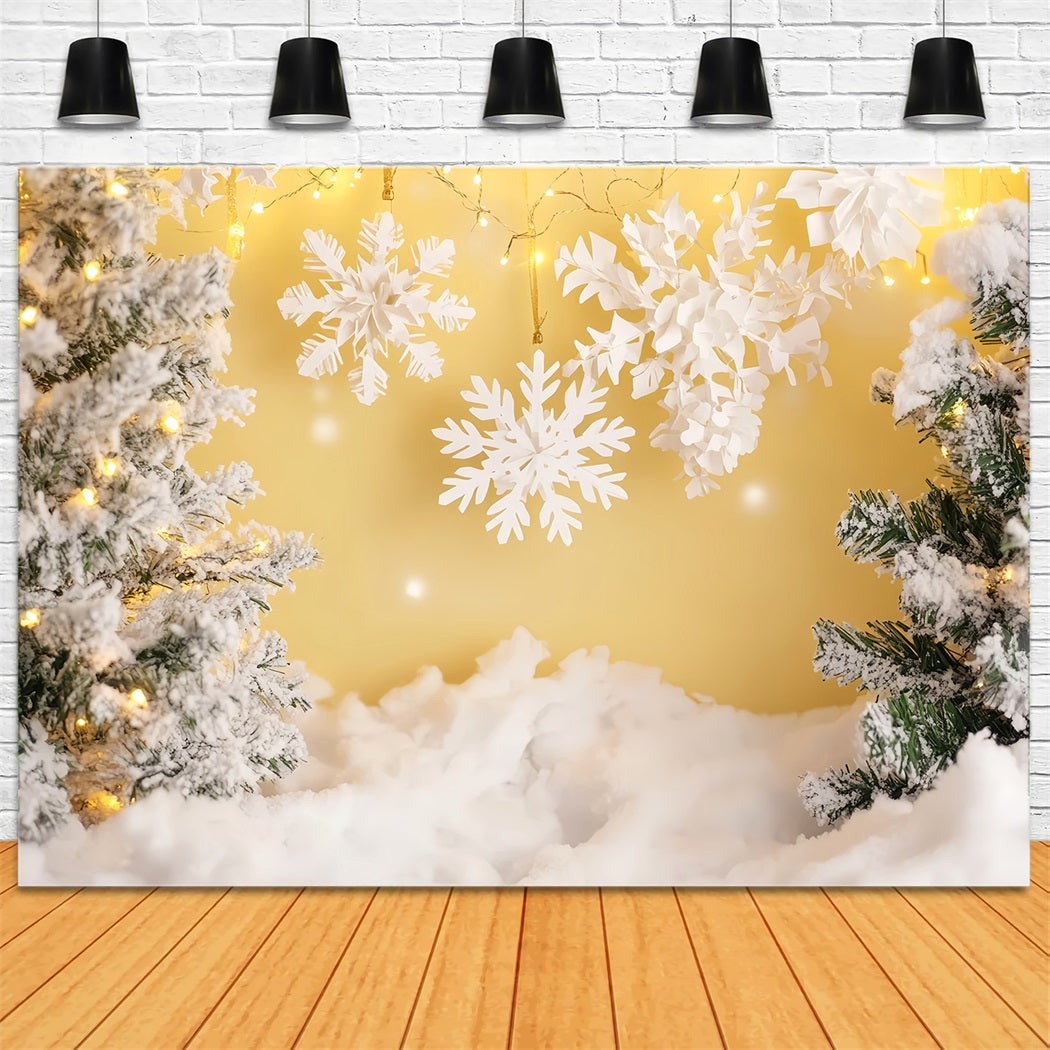 Snowflake Backdrops Golden Glow Snow Forest Winter Backdrop UK LXX510-62