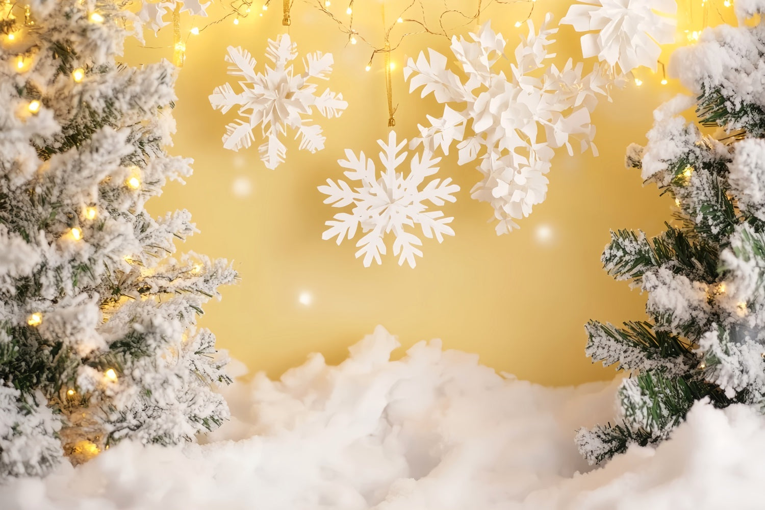 Snowflake Backdrops Golden Glow Snow Forest Winter Backdrop UK LXX510-62