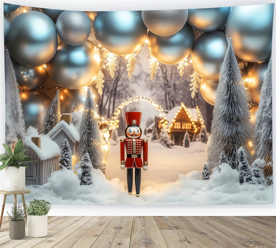 Winter Backdrop Nutcracker Silver Balloon Village Winter Snow Backdrop UK LXX510-72