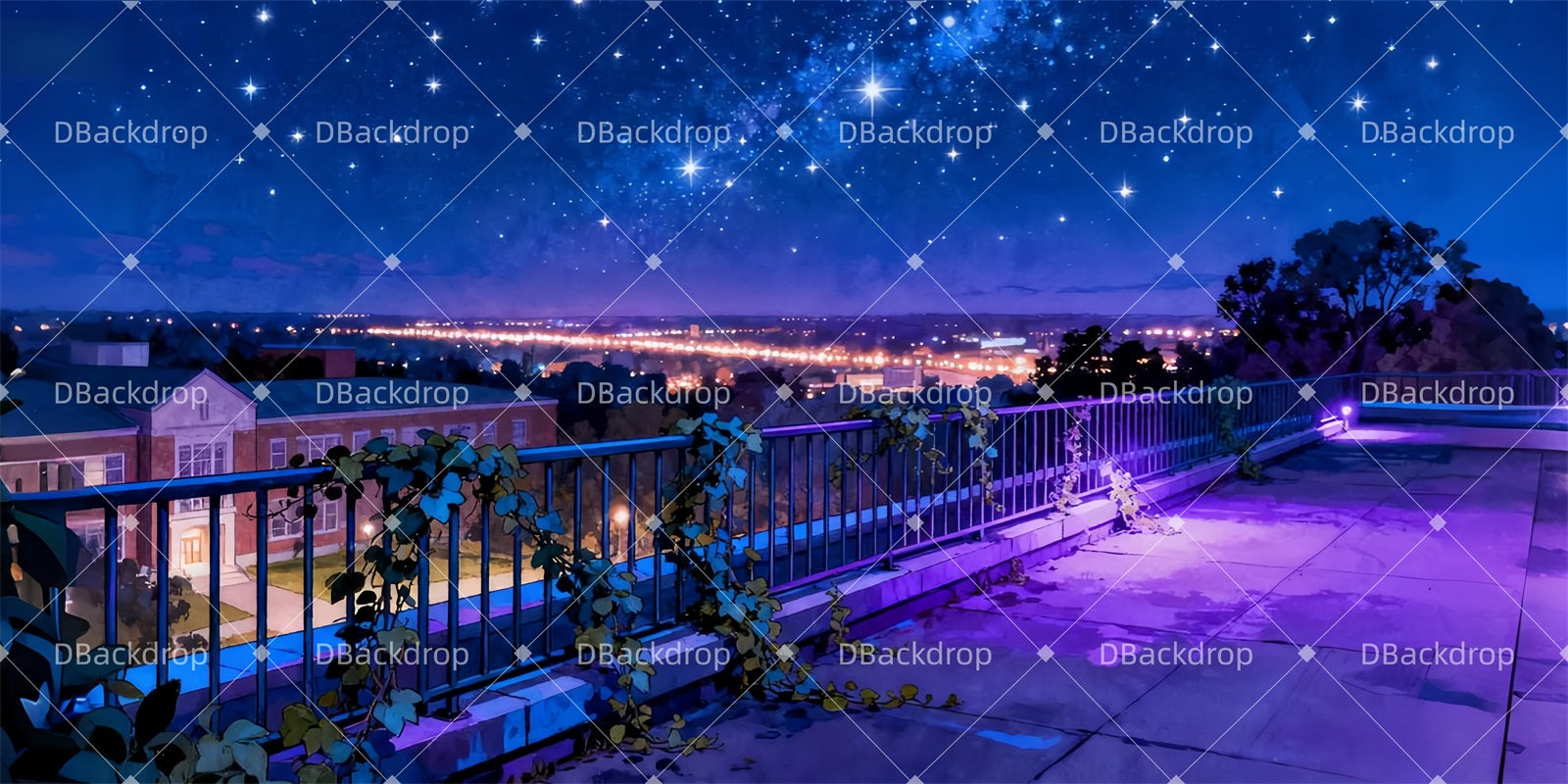 Large Stage Backdrops Starlit Campus Roof Musical Backdrops UK LXX510-T47