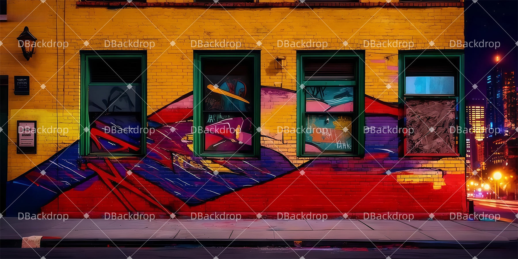 Large Stage Backdrops Vibrant Street Graffiti Theater Backdrop UK LXX511-T104