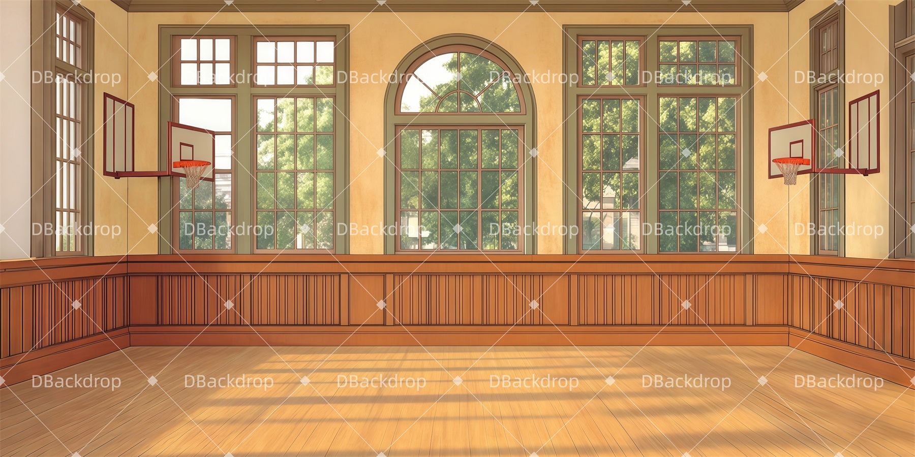 School Play Backdrops Wooden Court Interior Performance Backdrops UK LXX511-T107