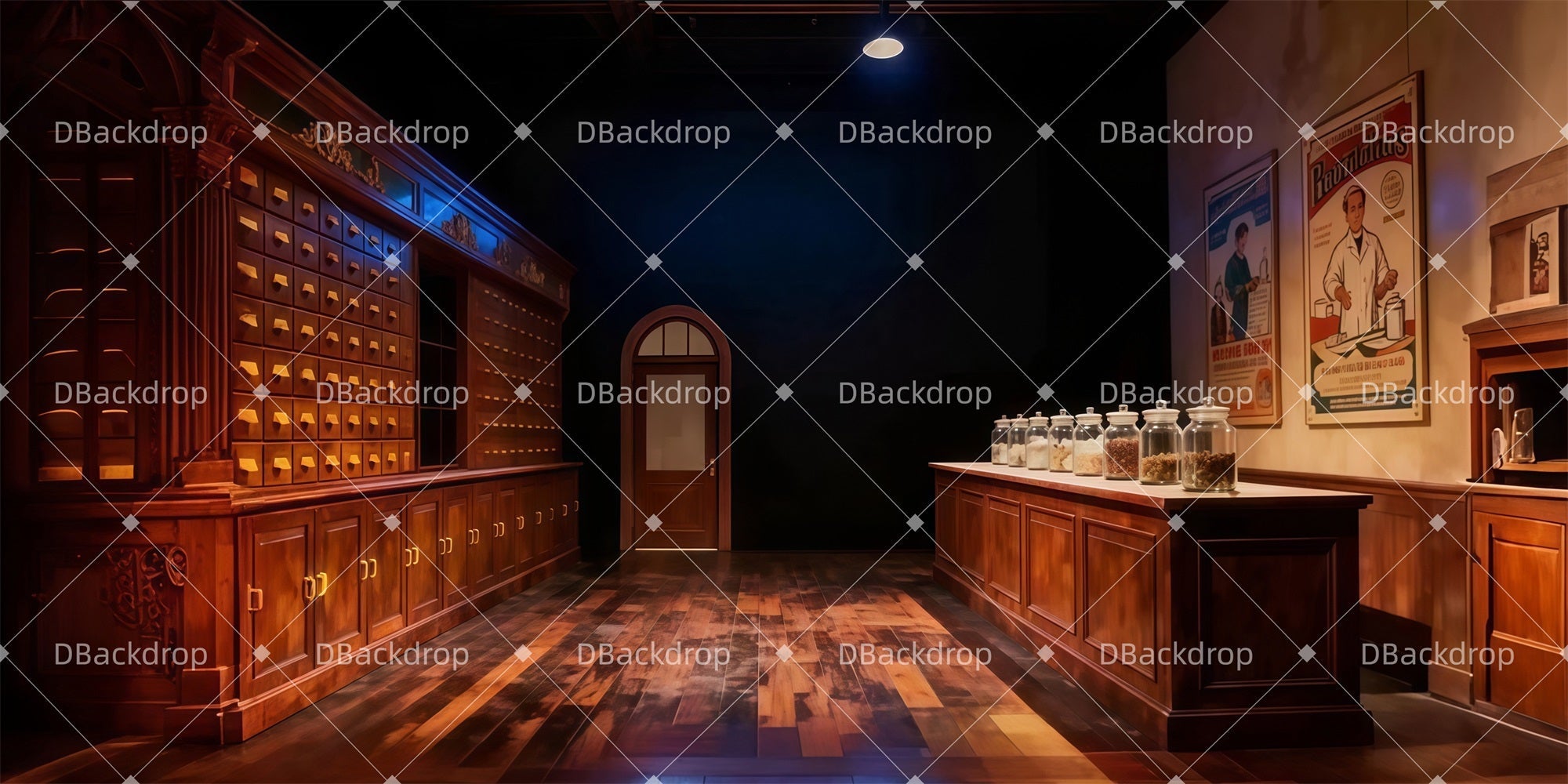 Stage Backdrops Old Pharmacy Interior Movie Theater Backdrop UK LXX511-T109