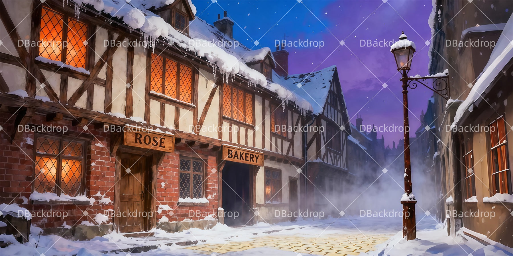 Theater Stage Backdrop Winter Bakery Street School Play Backdrops UK LXX511-T113