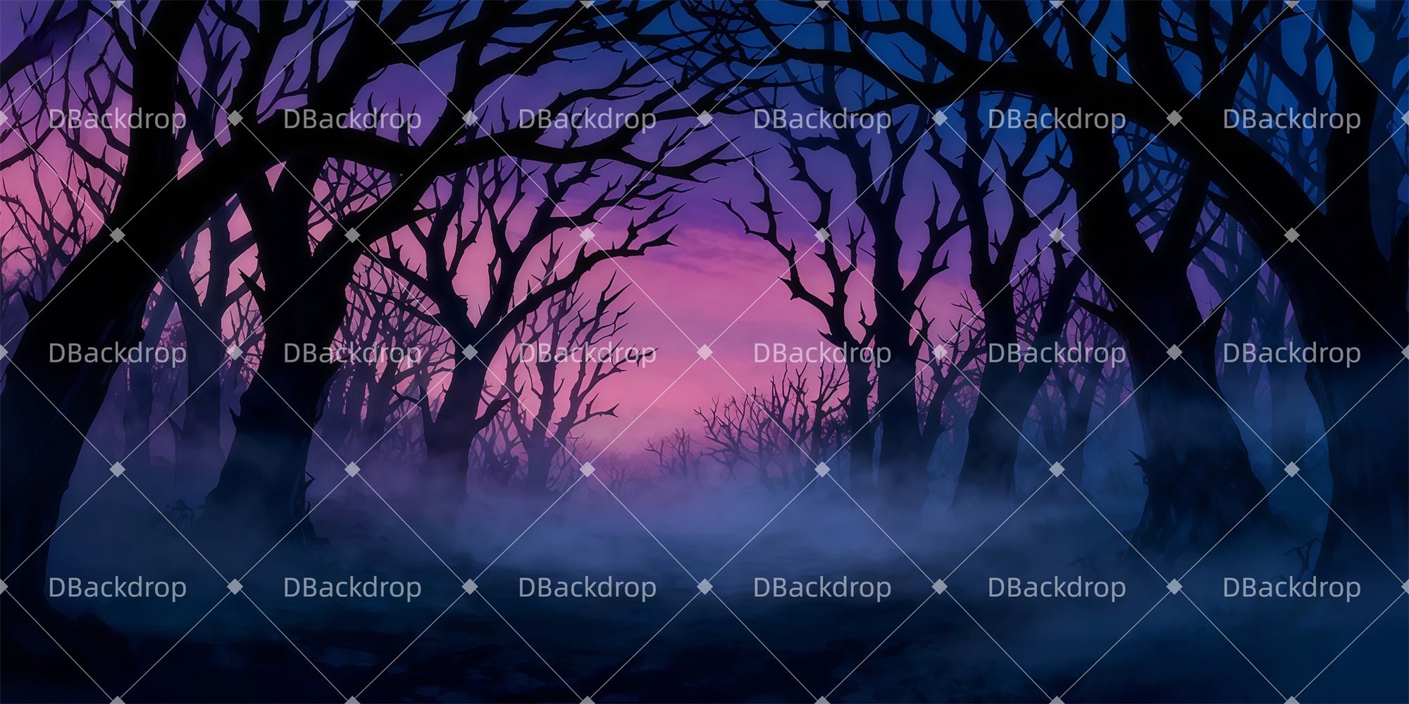 Forest Stage Backdrop Foggy Midnight Path School Play Backdrop UK LXX511-T127