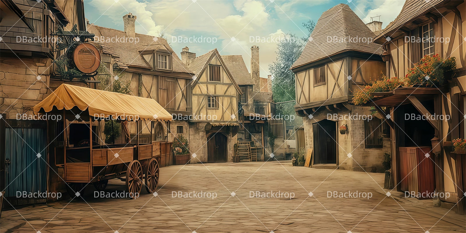 Movie Theater Backdrop Village Market Theater Stage Backdrop UK LXX511-T132