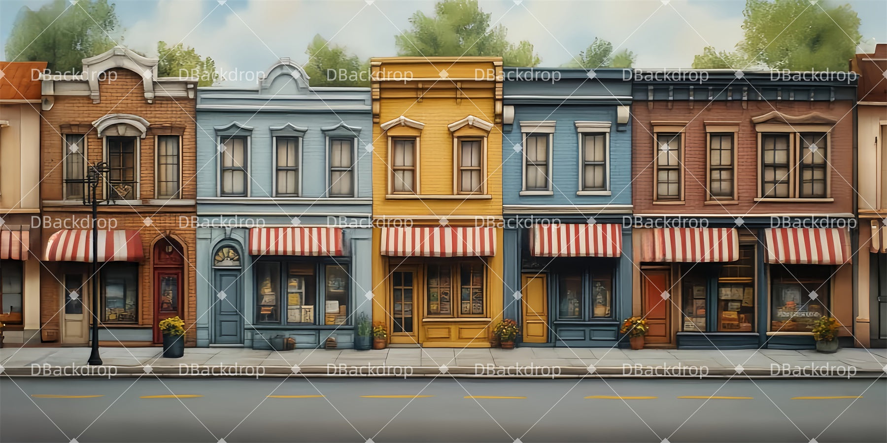 Large Stage Backdrops Small Town Street Theater Backdrop UK LXX511-T4