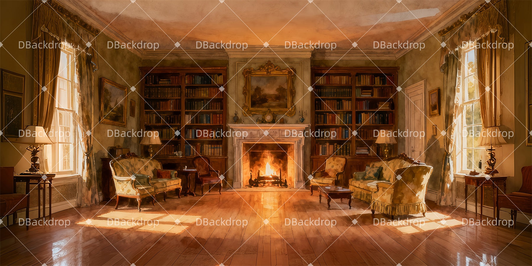 Performance Backdrops Classic Manor Lounge School Play Backdrop UK LXX511-T51