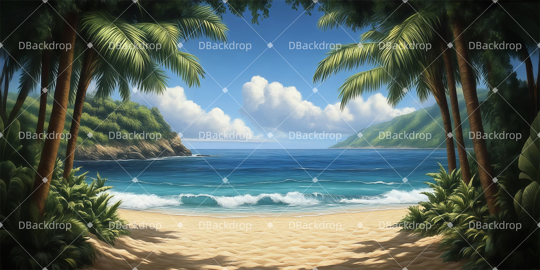 Theater Backdrop Tropical Palm Beach Stage Scenery Backdrops UK LXX511-T56