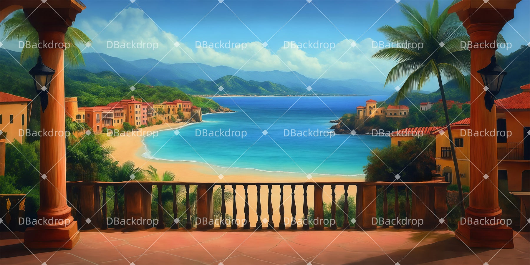 Performance Backdrops Sunny Ocean Terrace Backdrops For Theater UK LXX511-T57