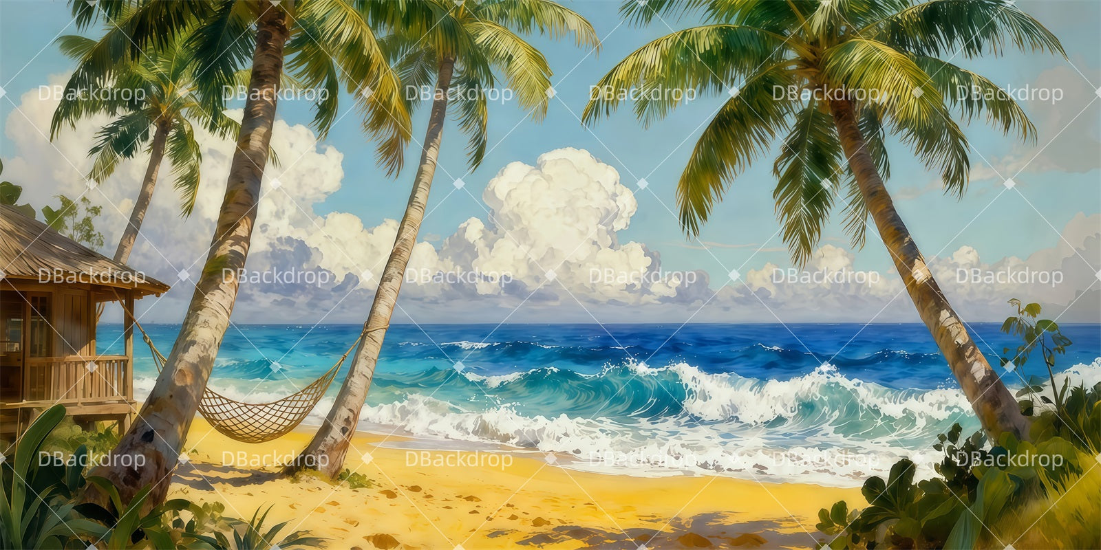 Stage Scenery Backdrops Oceanfront Hammock Backdrop For Theater Play UK LXX511-T65
