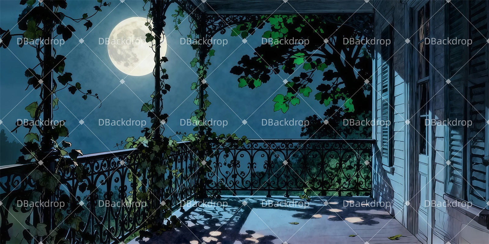 Cheap Theater Backdrops Moonlit Garden Balcony Backdrops For Theater UK LXX511-T74